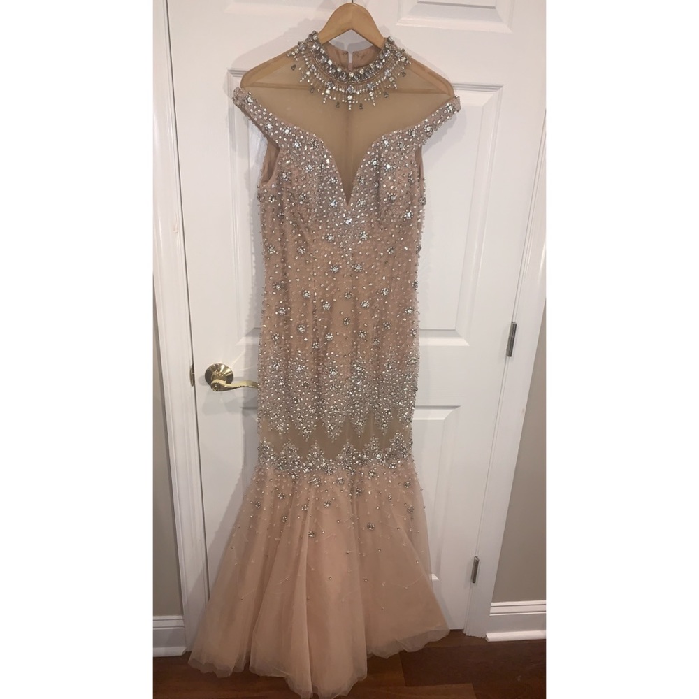 Elegant crystal fancy dress size 12 light pink